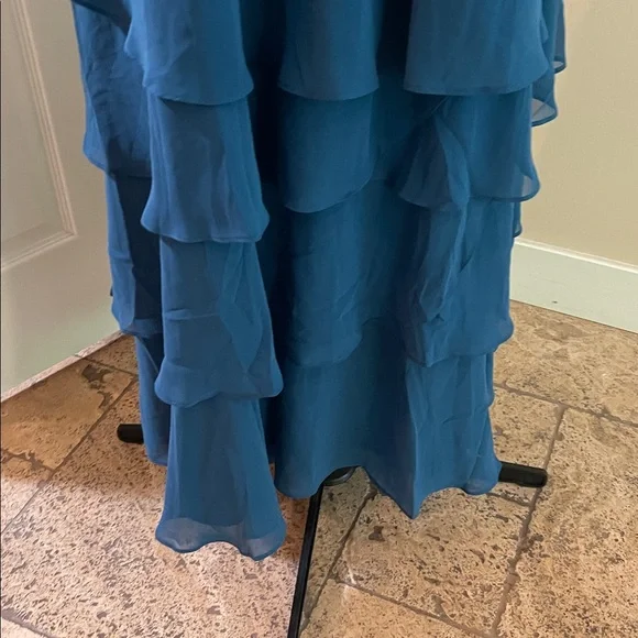 Teal Layered Maxi Dress Plus 1x short sheer flutter sleeve - Picture 12 of 13